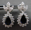 ESTATE 1.99CT DIAMOND & AAA SAPPHIRE 14KT WHITE GOLD DROP LEAF EARRINGS #26424