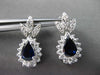 ESTATE 1.99CT DIAMOND & AAA SAPPHIRE 14KT WHITE GOLD DROP LEAF EARRINGS #26424