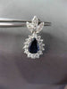 ESTATE 1.99CT DIAMOND & AAA SAPPHIRE 14KT WHITE GOLD DROP LEAF EARRINGS #26424