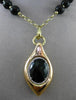 ESTATE EXTRA LARGE 20.40CT DIAMOND & ONYX 14K YELLOW GOLD WOODEN LARIAT NECKLACE