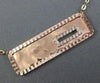 ESTATE .25CT ROUND DIAMOND 14KT ROSE GOLD 3D RECTANGULAR HAMMERED PLATE NECKLACE
