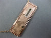 ESTATE .25CT ROUND DIAMOND 14KT ROSE GOLD 3D RECTANGULAR HAMMERED PLATE NECKLACE