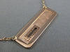 ESTATE .25CT ROUND DIAMOND 14KT ROSE GOLD 3D RECTANGULAR HAMMERED PLATE NECKLACE