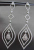 ESTATE 2.22CT DIAMOND 18KT WHITE GOLD FLOATING HALO CLUSTER HANGING EARRINGS