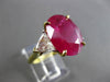 ANTIQUE 9.97CT DIAMOND & AAA RUBY 18K WHITE & YELLOW GOLD OVAL ENGAGEMENT RING