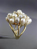 ESTATE EXTRA LARGE .16CT DIAMOND & PEARL 14KT TWO TONE GOLD FLOWER RING #25671