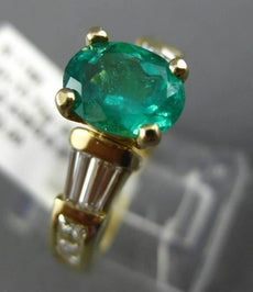 2.04CT BAGUETTE PRINCESS DIAMOND & EMERALD 14KT YELLOW GOLD OVAL ENGAGEMENT RING