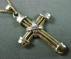 ESTATE 14KT WHITE & YELLOW GOLD HANDCRAFTED 3D FLOATING CROSS PENDANT #24874