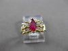 ESTATE .60CT DIAMOND & AAA MARQUISE RUBY 14KT YELLOW GOLD ENGAGEMENT RING #18823
