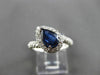 ESTATE 1.50CT DIAMOND & SAPPHIRE 14K WHITE GOLD HALO PEAR ENGAGEMENT RING #24466