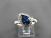 ESTATE 1.50CT DIAMOND & SAPPHIRE 14K WHITE GOLD HALO PEAR ENGAGEMENT RING #24466