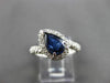 ESTATE 1.50CT DIAMOND & SAPPHIRE 14K WHITE GOLD HALO PEAR ENGAGEMENT RING #24466