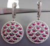 ESTATE 2.69CT DIAMOND & RUBY 14KT WHITE GOLD 3D FILIGREE HUGGIE HANGING EARRINGS