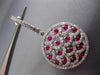 ESTATE 2.69CT DIAMOND & RUBY 14KT WHITE GOLD 3D FILIGREE HUGGIE HANGING EARRINGS
