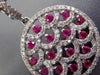 ESTATE 2.69CT DIAMOND & RUBY 14KT WHITE GOLD 3D FILIGREE HUGGIE HANGING EARRINGS