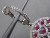 ESTATE 2.69CT DIAMOND & RUBY 14KT WHITE GOLD 3D FILIGREE HUGGIE HANGING EARRINGS