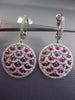 ESTATE 2.69CT DIAMOND & RUBY 14KT WHITE GOLD 3D FILIGREE HUGGIE HANGING EARRINGS