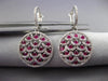 ESTATE 2.69CT DIAMOND & RUBY 14KT WHITE GOLD 3D FILIGREE HUGGIE HANGING EARRINGS
