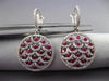 ESTATE 2.69CT DIAMOND & RUBY 14KT WHITE GOLD 3D FILIGREE HUGGIE HANGING EARRINGS