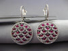 ESTATE 2.69CT DIAMOND & RUBY 14KT WHITE GOLD 3D FILIGREE HUGGIE HANGING EARRINGS