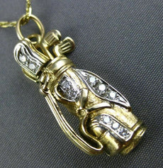 ESTATE .18CT DIAMOND 14K WHITE & YELLOW GOLD 3D HANDCRFATED GOLD BAG FUN PENDANT