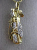 ESTATE .18CT DIAMOND 14K WHITE & YELLOW GOLD 3D HANDCRFATED GOLD BAG FUN PENDANT