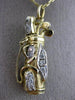 ESTATE .18CT DIAMOND 14K WHITE & YELLOW GOLD 3D HANDCRFATED GOLD BAG FUN PENDANT