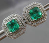 ESTATE 1.80CT DIAMOND & AAA EMERALD 14KT WHITE GOLD 3D OCTAGON EARRINGS #24140