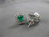 ESTATE 1.80CT DIAMOND & AAA EMERALD 14KT WHITE GOLD 3D OCTAGON EARRINGS #24140