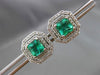 ESTATE 1.80CT DIAMOND & AAA EMERALD 14KT WHITE GOLD 3D OCTAGON EARRINGS #24140