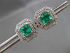 ESTATE 1.80CT DIAMOND & AAA EMERALD 14KT WHITE GOLD 3D OCTAGON EARRINGS #24140