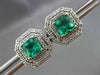 ESTATE 1.80CT DIAMOND & AAA EMERALD 14KT WHITE GOLD 3D OCTAGON EARRINGS #24140