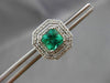 ESTATE 1.80CT DIAMOND & AAA EMERALD 14KT WHITE GOLD 3D OCTAGON EARRINGS #24140