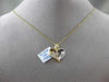 ESTATE .38CT DIAMOND 14KT TWO TONE GOLD 3D SOLITAIRE FLOATING LOVE HEART PENDANT