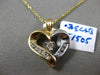 ESTATE .38CT DIAMOND 14KT TWO TONE GOLD 3D SOLITAIRE FLOATING LOVE HEART PENDANT