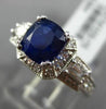 ESTATE 2.72CT DIAMOND & SAPPHIRE 18KT WHITE GOLD SQUARE MILGRAIN ENGAGEMENT RING