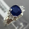 ESTATE 2.72CT DIAMOND & SAPPHIRE 18KT WHITE GOLD SQUARE MILGRAIN ENGAGEMENT RING