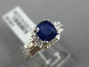 ESTATE 2.72CT DIAMOND & SAPPHIRE 18KT WHITE GOLD SQUARE MILGRAIN ENGAGEMENT RING