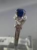 ESTATE 2.72CT DIAMOND & SAPPHIRE 18KT WHITE GOLD SQUARE MILGRAIN ENGAGEMENT RING