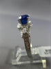ESTATE 2.72CT DIAMOND & SAPPHIRE 18KT WHITE GOLD SQUARE MILGRAIN ENGAGEMENT RING