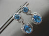 ESTATE 2.65CT ROUND DIAMOND & BLUE TOPAZ 14KT WHITE GOLD HALO HANGING EARRINGS