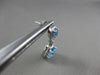 ESTATE 2.65CT ROUND DIAMOND & BLUE TOPAZ 14KT WHITE GOLD HALO HANGING EARRINGS