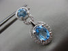 ESTATE 2.65CT ROUND DIAMOND & BLUE TOPAZ 14KT WHITE GOLD HALO HANGING EARRINGS