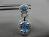 ESTATE 2.65CT ROUND DIAMOND & BLUE TOPAZ 14KT WHITE GOLD HALO HANGING EARRINGS