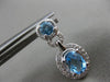 ESTATE 2.65CT ROUND DIAMOND & BLUE TOPAZ 14KT WHITE GOLD HALO HANGING EARRINGS