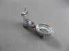 ESTATE 2.65CT ROUND DIAMOND & BLUE TOPAZ 14KT WHITE GOLD HALO HANGING EARRINGS