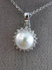 ESTATE .30CT DIAMOND & SOUTH SEA PEARL 14KT WHITE GOLD CLASSIC FLOATING PENDANT