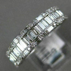 ESTATE WIDE .75CT DIAMOND 14KT WHITE GOLD CLUSTER SEMI ETERNITY ANNIVERSARY RING