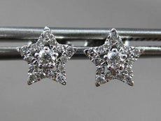 ESTATE .18CT ROUND DIAMOND 14KT WHITE GOLD 3D STAR SOLITAIRE STUD EARRINGS