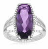 ESTATE LARGE 5.56CT DIAMOND & AAA AMETHYST 14K WHITE GOLD CUSHION 3 ROW FUN RING